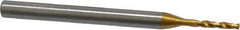 OSG - 1.30048mm 140° Spiral Flute Vanadium High Speed Steel Screw Machine Drill Bit - TiN Finish, Right Hand Cut, 8mm Flute Length, 40mm OAL, Faceted Point, Straight Shank - Eagle Tool & Supply