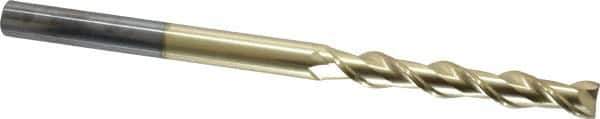 ProMax - 3/8", 2-1/2" LOC, 3/8" Shank Diam, 6" OAL, 2 Flute, Solid Carbide Square End Mill - Single End, ZrN Finish, Spiral Flute, 40° Helix, Centercutting, Right Hand Cut, Right Hand Flute, Series 108 - Eagle Tool & Supply