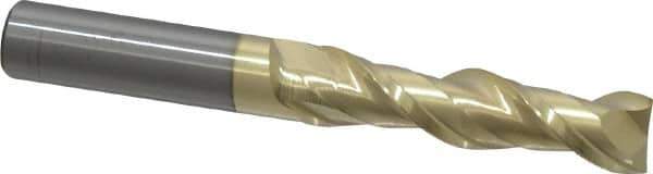 ProMax - 1/2", 2" LOC, 1/2" Shank Diam, 4" OAL, 2 Flute, Solid Carbide Square End Mill - Single End, ZrN Finish, Spiral Flute, 40° Helix, Centercutting, Right Hand Cut, Right Hand Flute, Series 108 - Eagle Tool & Supply