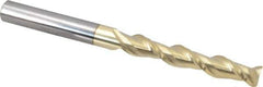 ProMax - 1/2", 3" LOC, 1/2" Shank Diam, 6" OAL, 2 Flute, Solid Carbide Square End Mill - Single End, ZrN Finish, Spiral Flute, 40° Helix, Centercutting, Right Hand Cut, Right Hand Flute, Series 108 - Eagle Tool & Supply