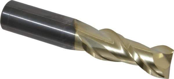 ProMax - 5/8", 1-5/8" LOC, 5/8" Shank Diam, 3-1/2" OAL, 2 Flute, Solid Carbide Square End Mill - Single End, ZrN Finish, Spiral Flute, 40° Helix, Centercutting, Right Hand Cut, Right Hand Flute, Series 108 - Eagle Tool & Supply