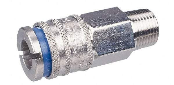 CEJN - 1/2 Male NPT European High Flow Pneumatic Hose Coupler - Steel/Brass, 1/4" Body Diam - Eagle Tool & Supply