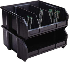 Quantum Storage - 50 Lb. Load Capacity, 10-3/4" Deep, Black Polypropylene Hopper Stacking Bin - 7" High x 8-1/4" Wide x 10-3/4" Long - Eagle Tool & Supply