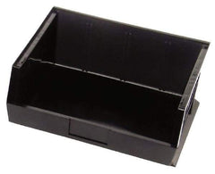 Quantum Storage - 75 Lb. Load Capacity, 14-3/4" Deep, Black Polypropylene Hopper Stacking Bin - 7" High x 16-1/2" Wide x 14-3/4" Long - Eagle Tool & Supply