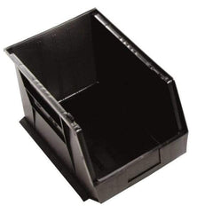 Quantum Storage - 75 Lb. Load Capacity, 18" Deep, Black Polypropylene Hopper Stacking Bin - 10" High x 11" Wide x 18" Long - Eagle Tool & Supply