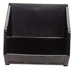 Quantum Storage - 75 Lb. Load Capacity, 18" Deep, Black Polypropylene Hopper Stacking Bin - 11" High x 16-1/2" Wide x 18" Long - Eagle Tool & Supply