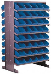Quantum Storage - 24" Deep x 36" Wide x 60" High, Steel Floor Rack - 2 Sides, 80 Blue Plastic Bins, 36" Bin Width x 60" Bin Height x 24" Bin Depth - Eagle Tool & Supply