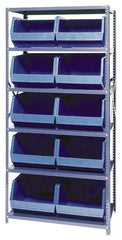 Quantum Storage - 18" Deep x 36" Wide x 75" High, Steel Open Hopper Storage Unit - 5/6 Shelves, 10 Yellow Plastic Bins, 16-1/2" Bin Width x 11" Bin Height x 18" Bin Depth - Eagle Tool & Supply