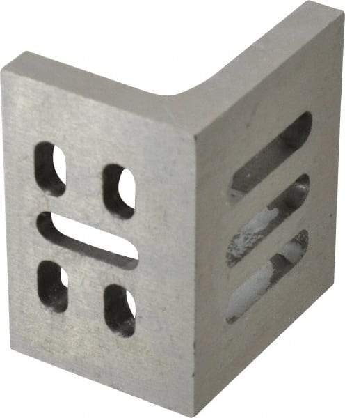 Interstate - 3" Wide x 2" Deep x 2-1/2" High Cast Iron Partially Machined Angle Plate - Slotted Plate, Through-Slots on Surface, Webbed, Single Plate - Eagle Tool & Supply