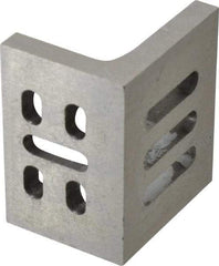 Interstate - 3" Wide x 2" Deep x 2-1/2" High Cast Iron Partially Machined Angle Plate - Slotted Plate, Through-Slots on Surface, Webbed, Single Plate - Eagle Tool & Supply