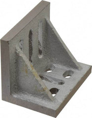 Interstate - 3-1/2" Wide x 2-1/2" Deep x 3" High Cast Iron Partially Machined Angle Plate - Slotted Plate, Through-Slots on Surface, Webbed, Single Plate - Eagle Tool & Supply