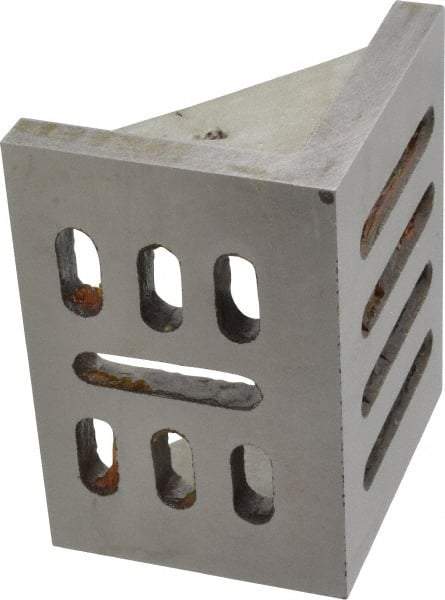 Interstate - 4-1/2" Wide x 3" Deep x 3-1/2" High Cast Iron Partially Machined Angle Plate - Slotted Plate, Through-Slots on Surface, Webbed, Single Plate - Eagle Tool & Supply