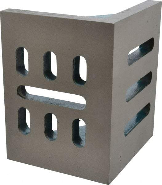 Interstate - 6" Wide x 4-1/2" Deep x 5" High Cast Iron Partially Machined Angle Plate - Slotted Plate, Through-Slots on Surface, Webbed, Single Plate - Eagle Tool & Supply