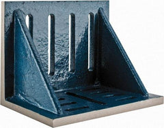 Interstate - 12" Wide x 8" Deep x 9" High Cast Iron Partially Machined Angle Plate - Slotted Plate, Through-Slots on Surface, Webbed, Single Plate - Eagle Tool & Supply