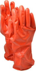Ansell - Size XL (10), 14" Long, 37.5 mil Thick, Supported, Polyvinyl Alcohol (PVA) Chemical Resistant Gloves - Smooth Finish, Cotton Interlock Knit Lined, Gauntlet Cuff, ANSI Abrasion Level 4, ANSI Cut Level 1, Red - Eagle Tool & Supply