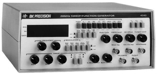 B&K Precision - 20 msec, -20 dB, AM, FM, 50 Ohm, 20 MHz Sine Wave, LED Display, Linear and Logarithmic Function Generator - 10 ppm Wave Accuracy, 20 dB Amplitude, 20 MHz Max Wave Form, Includes Instruction Manual, Output Cable with BNC to Alligator Clips - Eagle Tool & Supply