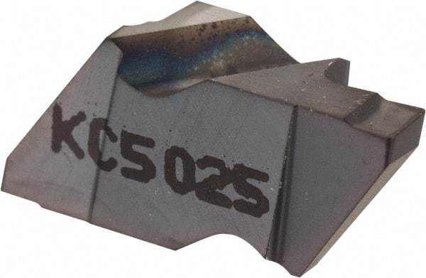 Kennametal - 2M200NG K Grade KC5025, 2mm Cutting Width Carbide Grooving Insert - 2.79mm Max Depth of Cut, Left Hand, 0.19mm Corner Radius, TiAlN Finish - Eagle Tool & Supply