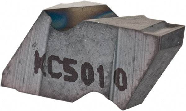 Kennametal - 2M300NG K Grade KC5010, 3mm Cutting Width Carbide Grooving Insert - 2.79mm Max Depth of Cut, Left Hand, 0.19mm Corner Radius, TiAlN Finish - Eagle Tool & Supply