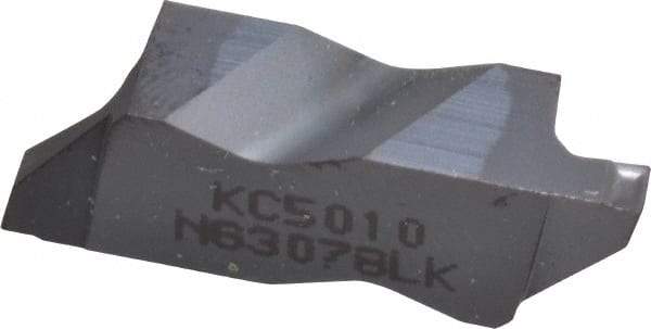 Kennametal - 3078NG K Grade KC5010, 1.98mm Cutting Width Carbide Grooving Insert - 2.39mm Max Depth of Cut, Left Hand, 0.19mm Corner Radius, TiAlN Finish - Eagle Tool & Supply