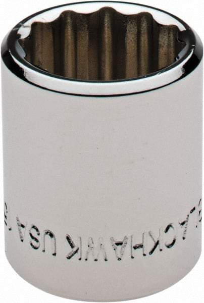 Blackhawk by Proto - 3/8" Drive, Standard Hand Socket - 12 Points, 1" OAL, Chrome Finish - Eagle Tool & Supply