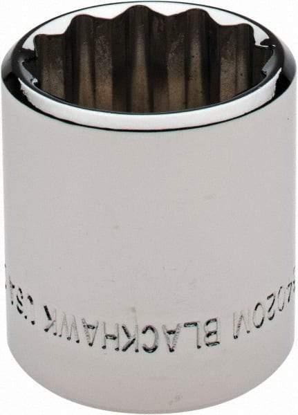 Blackhawk by Proto - 3/8" Drive, Standard Hand Socket - 12 Points, 1-13/64" OAL, Chrome Finish - Eagle Tool & Supply