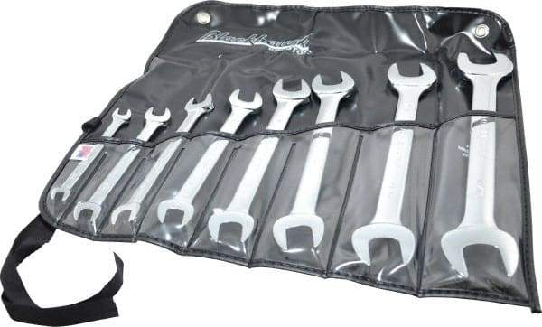 Blackhawk by Proto - 8 Piece, 1/4" to 1", Open End Wrench Set - Inch Measurement Standard, Full Polish Finish, Comes in Vinyl Roll - Eagle Tool & Supply