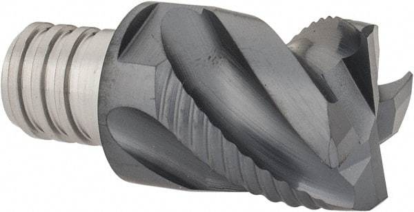 Iscar - MM EFS Grade IC908 Carbide End Milling Tip Insert - TiAlN Finish, 4 Flutes, 3/4" Cutting Diam, 0.653" Depth of Cut, 1" Extension, 45° Helix - Eagle Tool & Supply
