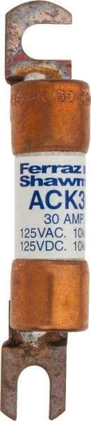 Ferraz Shawmut - 30 Amp Time Delay Round Forklift & Truck Fuse - 125VAC, 125VDC, 3.07" Long x 0.5" Wide, Bussman ACK30, Ferraz Shawmut ACK30 - Eagle Tool & Supply