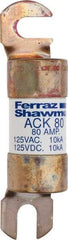 Ferraz Shawmut - 80 Amp Time Delay Round Forklift & Truck Fuse - 125VAC, 125VDC, 4.46" Long x 1" Wide, Bussman ACK80, Ferraz Shawmut ACK80 - Eagle Tool & Supply