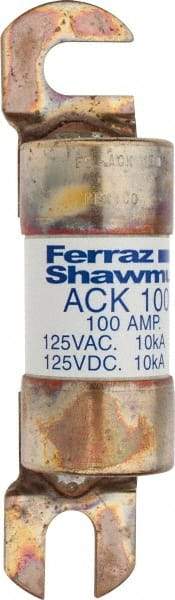 Ferraz Shawmut - 100 Amp Time Delay Round Forklift & Truck Fuse - 125VAC, 125VDC, 4.46" Long x 1" Wide, Bussman ACK100, Ferraz Shawmut ACK100 - Eagle Tool & Supply