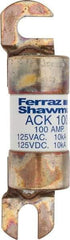 Ferraz Shawmut - 100 Amp Time Delay Round Forklift & Truck Fuse - 125VAC, 125VDC, 4.46" Long x 1" Wide, Bussman ACK100, Ferraz Shawmut ACK100 - Eagle Tool & Supply