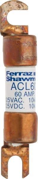 Ferraz Shawmut - 60 Amp General Purpose Round Forklift & Truck Fuse - 125VAC, 125VDC, 3.07" Long x 0.5" Wide, Bussman ACL60, Ferraz Shawmut ACL60 - Eagle Tool & Supply