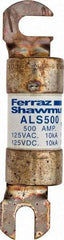 Ferraz Shawmut - 500 Amp General Purpose Round Forklift & Truck Fuse - 125VAC, 125VDC, 4.71" Long x 1" Wide, Bussman ALS500, Ferraz Shawmut ALS500 - Eagle Tool & Supply