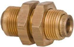 Norgren - 3/8" Outside Diam, Brass Push-to-Connect Tube Bulkhead Union - 150 Max psi, Tube to Tube Connection, Buna O-Ring - Eagle Tool & Supply