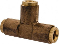 Norgren - 1/4" Outside Diam, Brass Push-to-Connect Tube Union Tee - 150 Max psi, Tube to Tube Connection, Buna O-Ring - Eagle Tool & Supply