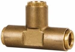 Norgren - 3/8" Outside Diam, Brass Push-to-Connect Tube Union Tee - 150 Max psi, Tube to Tube Connection, Buna O-Ring - Eagle Tool & Supply