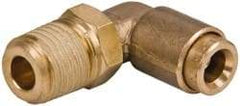 Norgren - 1/4" Outside Diam, 1/4 NPT, Brass Push-to-Connect Tube Male Swivel Elbow - 150 Max psi, Tube to Male NPT Connection, Buna O-Ring - Eagle Tool & Supply