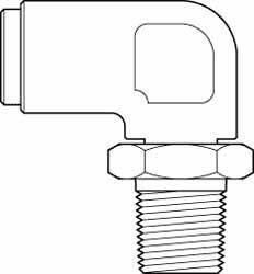 Norgren - 3/8" Outside Diam, 1/4 NPT, Brass Push-to-Connect Tube Male Swivel Elbow - 150 Max psi, Tube to Male NPT Connection, Buna O-Ring - Eagle Tool & Supply