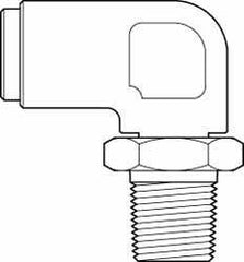Norgren - 3/8" Outside Diam, 1/4 NPT, Brass Push-to-Connect Tube Male Swivel Elbow - 150 Max psi, Tube to Male NPT Connection, Buna O-Ring - Eagle Tool & Supply
