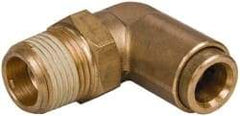 Norgren - 3/8" Outside Diam, 3/8 NPT, Brass Push-to-Connect Tube Male Swivel Elbow - 150 Max psi, Tube to Male NPT Connection, Buna O-Ring - Eagle Tool & Supply