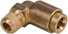 Norgren - 1/4" Outside Diam, 1/8 NPT, Brass Push-to-Connect Tube Male Elbow - 150 Max psi, Tube to Male NPT Connection, Buna O-Ring - Eagle Tool & Supply