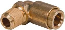 Norgren - 3/8" Outside Diam, 1/4 NPT, Brass Push-to-Connect Tube Male Elbow - 150 Max psi, Tube to Male NPT Connection, Buna O-Ring - Eagle Tool & Supply