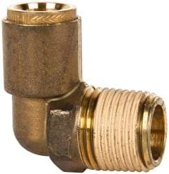 Norgren - 1/2" Outside Diam, 1/2 NPT, Brass Push-to-Connect Tube Male Elbow - 150 Max psi, Tube to Male NPT Connection, Buna O-Ring - Eagle Tool & Supply