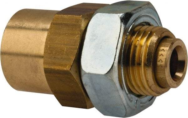Norgren - 1/4" Outside Diam, 1/4 NPT, Brass Push-to-Connect Tube Female Bulkhead - 150 Max psi, Buna O-Ring - Eagle Tool & Supply