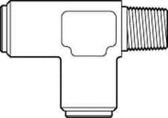 Norgren - 3/8" Outside Diam, 3/8 NPT, Brass Push-to-Connect Tube Male Run Tee - 150 Max psi, Tube to Male Connection, Buna O-Ring - Eagle Tool & Supply