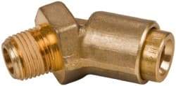 Norgren - 1/4" Outside Diam, 1/8 NPT, Brass Push-to-Connect Tube Male 45° Elbow - 150 Max psi, Tube to Male Connection, Buna O-Ring - Eagle Tool & Supply
