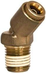 Norgren - 1/2" Outside Diam, 3/8 NPT, Brass Push-to-Connect Tube Male 45° Elbow - 150 Max psi, Tube to Male Connection, Buna O-Ring - Eagle Tool & Supply
