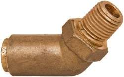 Norgren - 3/8" Outside Diam, 1/4 NPT, Brass Push-to-Connect Tube Male 45° Elbow - 150 Max psi, Tube to Male Connection, Buna O-Ring - Eagle Tool & Supply