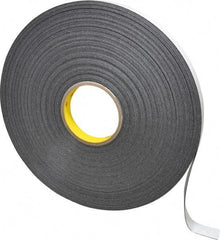 3M - 3/4" x 72 Yd Rubber Adhesive Double Sided Tape - 1/32" Thick, Black, Polyethylene Foam Liner, Continuous Roll, Series 4462B - Eagle Tool & Supply