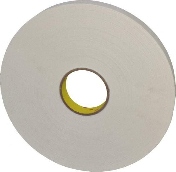 3M - 1" x 72 Yd Rubber Adhesive Double Sided Tape - 1/32" Thick, White, Polyethylene Foam Liner, Continuous Roll, Series 4462W - Eagle Tool & Supply